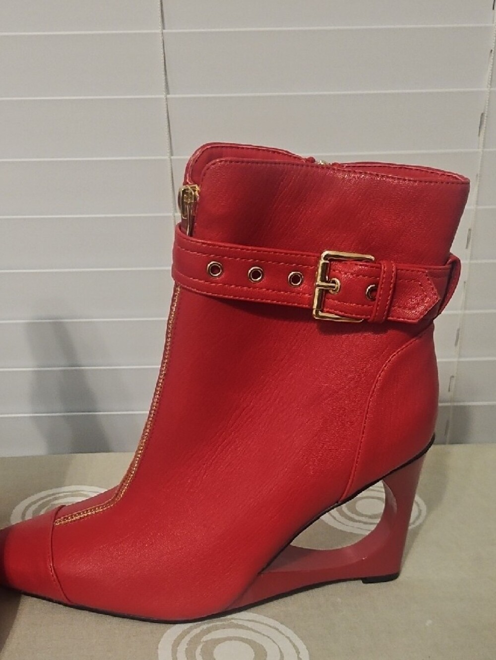 Red Women's Zip-Front Ankle Boots - Ninety Union - Picture 2 of 3